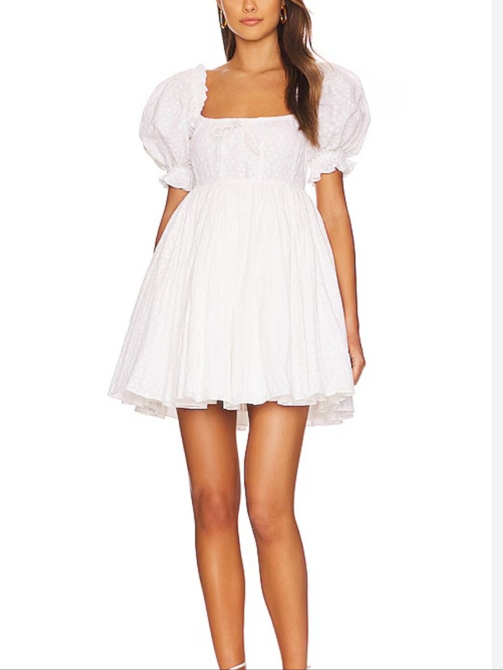 Selkie Beach Day Dress in Ivory White, XS